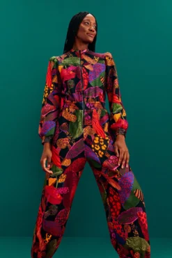 Farm Rio Leopard Mushroom French Terry Jumpsuit