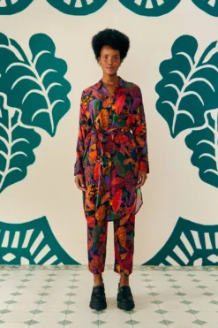 Farm Rio Leopard Mushroom Lenzing™ Ecovero™ Viscose Shirtdress