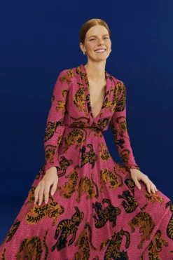 Farm Rio Pink Wild Leopards Maxi Dress