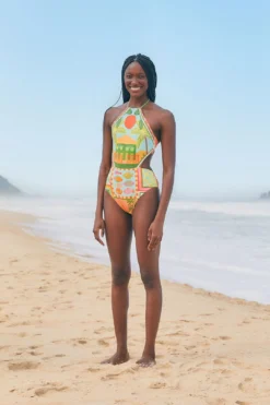 Farm Rio Beach Mixed Scarves One Piece Swimsuit -Farm Rio Shop 308505 01