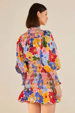 Farm Rio Sand Sunny Daisies Mini Dress -Farm Rio Shop 309084 03