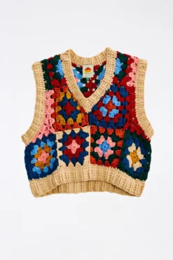 Farm Rio Multicolor Patchwork Crochet Vest -Farm Rio Shop 309108 05