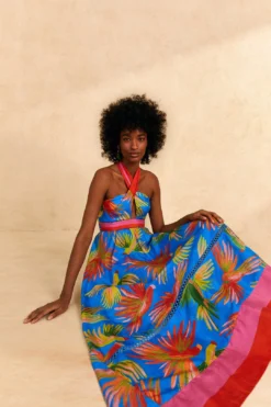 Farm Rio Blue Painted Birds Maxi Dress -Farm Rio Shop 309153 03