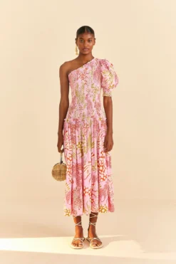 Farm Rio Pink Mixed Lobsters Midi Dress -Farm Rio Shop 309155 04
