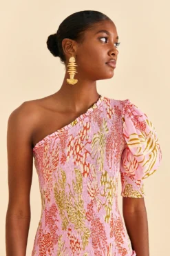 Farm Rio Pink Mixed Lobsters Midi Dress -Farm Rio Shop 309155 05