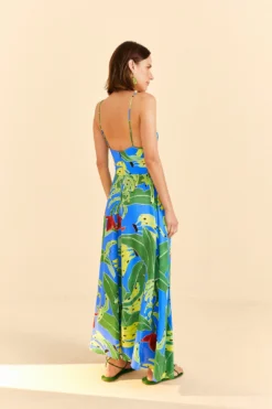 Farm Rio Blue Banana Leaves Sleeveless Maxi Dress -Farm Rio Shop 309156 04
