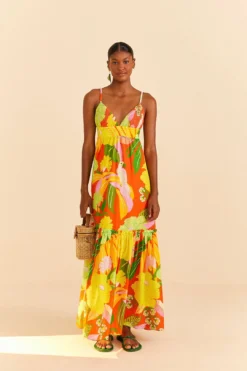 Farm Rio Red Neon Floral Maxi Dress 11 Farm Rio Red Neon Floral Maxi Dress -Farm Rio Shop 309157 05