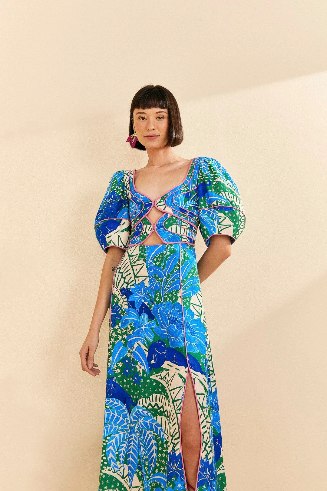 Farm Rio Green Jungle Panther Midi Dress 2 Farm Rio Green Jungle Panther Midi Dress - Image 2