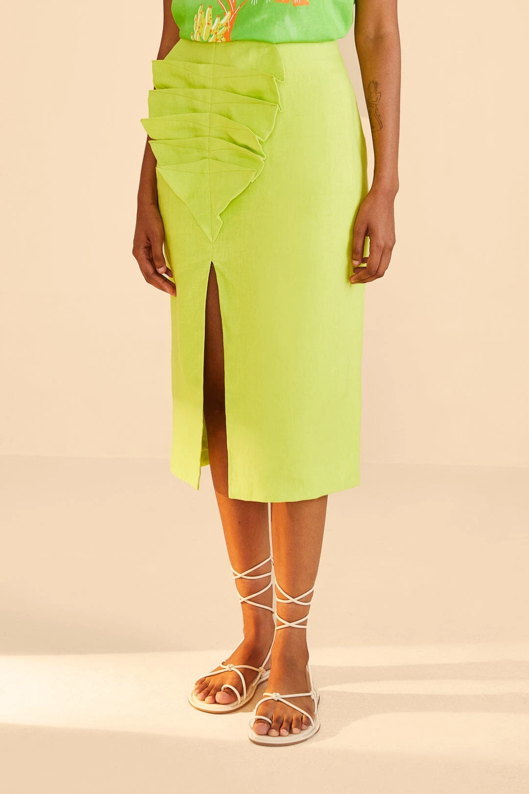 Farm Rio Lime Leaf Midi Skirt 2 Farm Rio Lime Leaf Midi Skirt - Image 2
