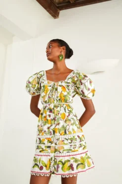 Farm Rio Off-white Fruit Orchard Mini Dress