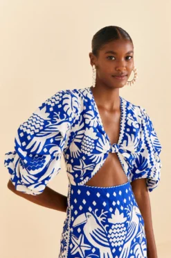 Farm Rio Navy Blue Jungle Scarf Midi Dress -Farm Rio Shop 309189 05