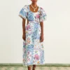 Farm Rio Off-White Romantic Bandanas Midi Dress
