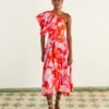 Farm Rio Red Dewdrop Floral Midi Dress