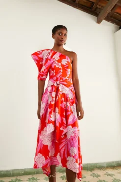 Farm Rio Red Dewdrop Floral Midi Dress -Farm Rio Shop 309194 03