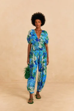 Farm Rio Green Jungle Panther Jumpsuit