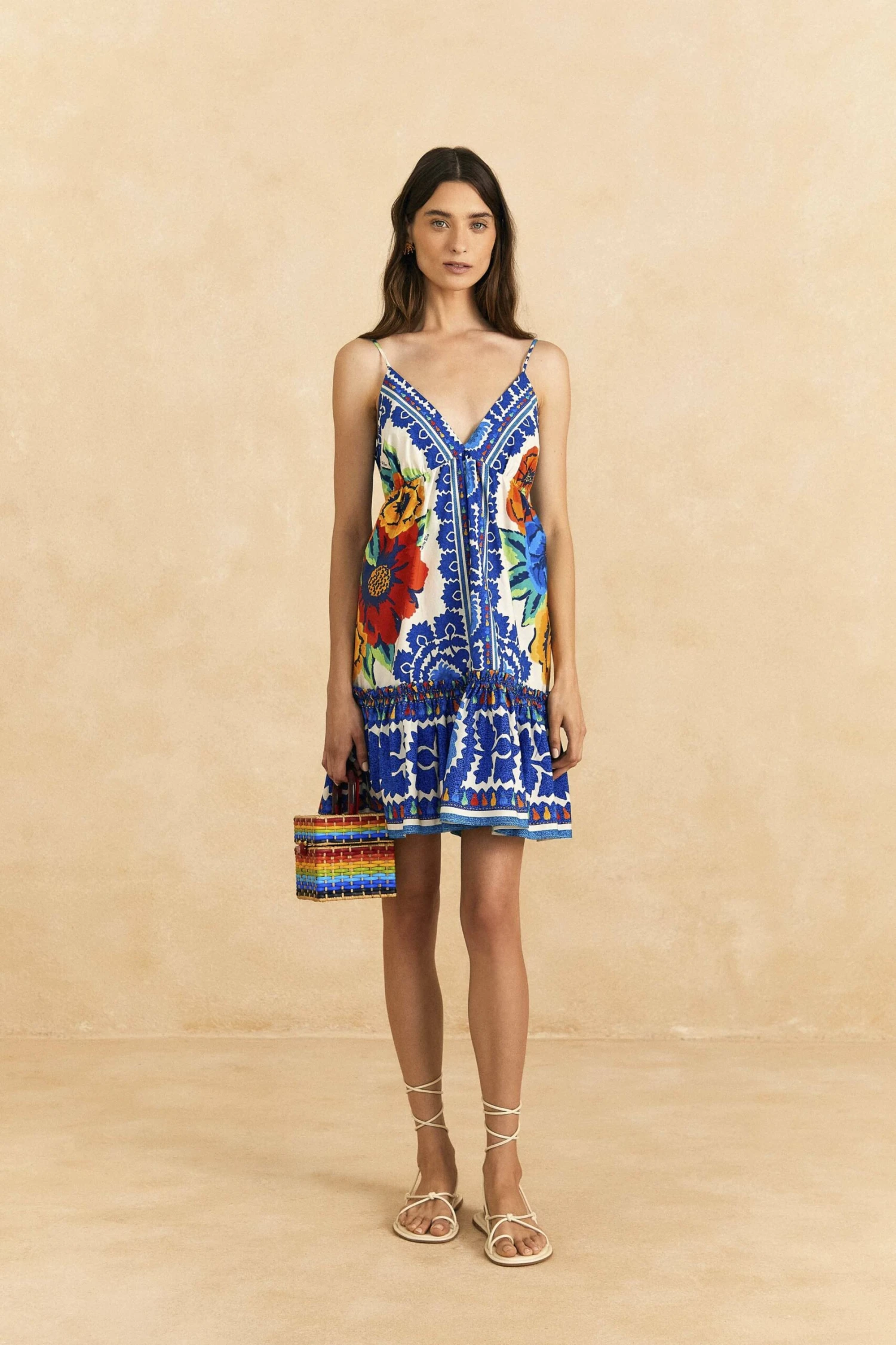 Farm Rio Off-White Flower Tapestry Organic Cotton Mini Dress 2 Farm Rio Off-White Flower Tapestry Organic Cotton Mini Dress - Image 2