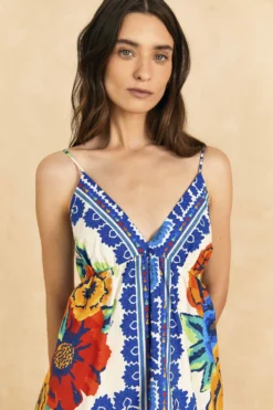 Farm Rio Off-White Flower Tapestry Organic Cotton Mini Dress 7 Farm Rio Off-White Flower Tapestry Organic Cotton Mini Dress -Farm Rio Shop 309199 03 scaled