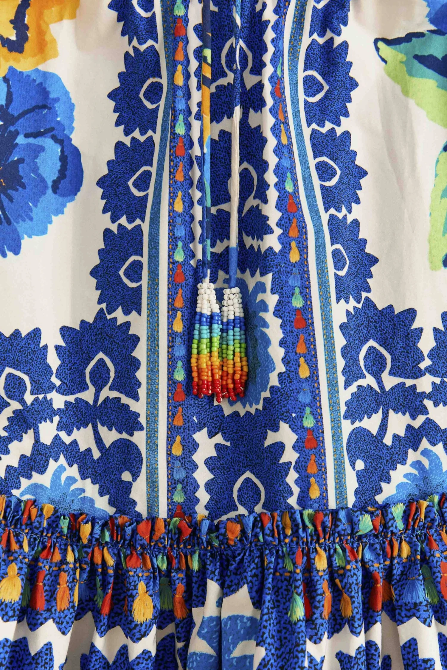 Farm Rio Off-White Flower Tapestry Organic Cotton Mini Dress 5 Farm Rio Off-White Flower Tapestry Organic Cotton Mini Dress - Image 5