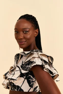 Farm Rio Off-White Graphic Leaves Organic Cotton Top -Farm Rio Shop 309209 03 scaled