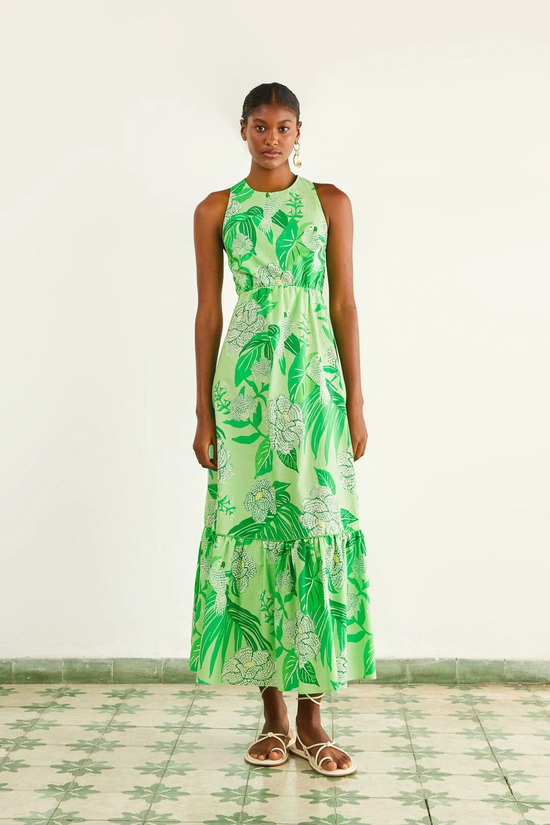 Farm Rio Green Dewdrop Floral Midi Dress 1 Farm Rio Green Dewdrop Floral Midi Dress