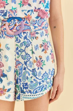 Farm Rio Off-White Romantic Bandanas Shorts -Farm Rio Shop 309222 03