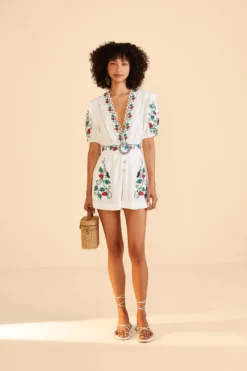 Farm Rio Cross Stitch Toucan Embroidered Romper