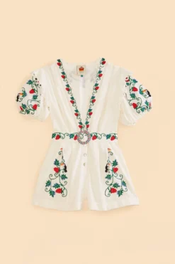 Farm Rio Cross Stitch Toucan Embroidered Romper -Farm Rio Shop 309230 06