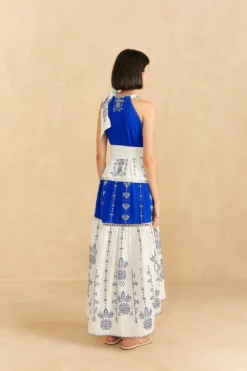 Farm Rio Navy Blue Embroidered Jungle Scarf Maxi Dress 7 Farm Rio Navy Blue Embroidered Jungle Scarf Maxi Dress -Farm Rio Shop 309237 03