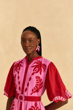 Farm Rio Red Jungle Scarf Cutwork Mini Dress -Farm Rio Shop 309239 03