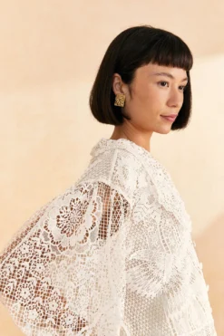Farm Rio Off-White Guipure Collar Blouse -Farm Rio Shop 309240 03