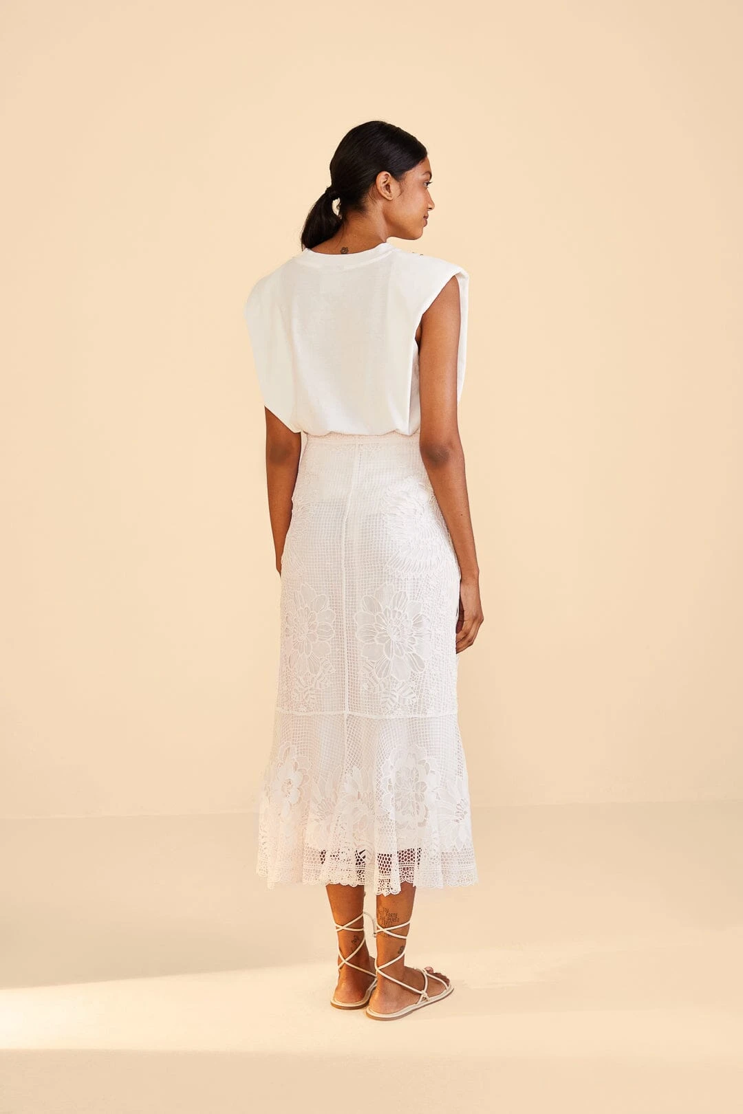Farm Rio Off-White Guipire Midi Skirt 4 Farm Rio Off-White Guipire Midi Skirt - Image 4