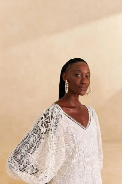 Farm Rio Off-White Guipure Midi Dress -Farm Rio Shop 309243 03 scaled