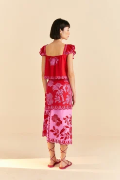 Farm Rio Red Palm Tree Richelieu Blouse -Farm Rio Shop 309247 04
