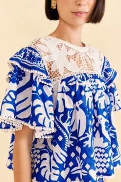 Farm Rio Navy Blue Jungle Scarf Blouse -Farm Rio Shop 309249 03