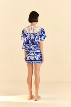 Farm Rio Navy Blue Jungle Scarf Blouse -Farm Rio Shop 309249 04