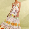 Farm Rio Red Mixed Neon Floral Maxi Dress