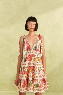 Farm Rio Off-White Macaw Bloom Mini Dress