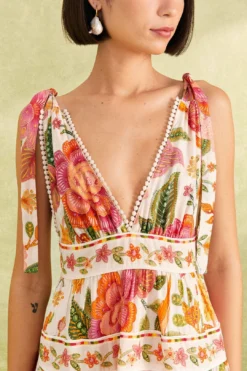 Farm Rio Off-White Macaw Bloom Mini Dress -Farm Rio Shop 309266 03