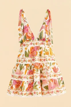 Farm Rio Off-White Macaw Bloom Mini Dress -Farm Rio Shop 309266 06