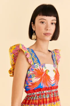 Farm Rio Off-White Vivid Garden Organic Cotton Mini Dress 9 Farm Rio Off-White Vivid Garden Organic Cotton Mini Dress -Farm Rio Shop 309267 03