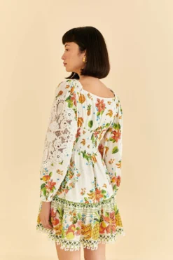 Farm Rio Off-White Tropical Romance Scarf Mini Dress -Farm Rio Shop 309269 04