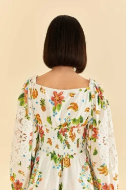 Farm Rio Off-White Tropical Romance Scarf Mini Dress -Farm Rio Shop 309269 05