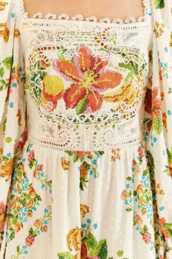 Farm Rio Off-White Tropical Romance Scarf Mini Dress -Farm Rio Shop 309269 06