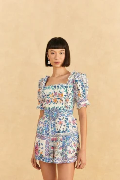 Farm Rio Off-White Romantic Bandanas Organic Cotton Romper