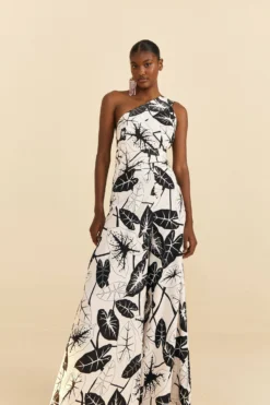 Farm Rio Off-White Graphic Leaves Jumpsuit