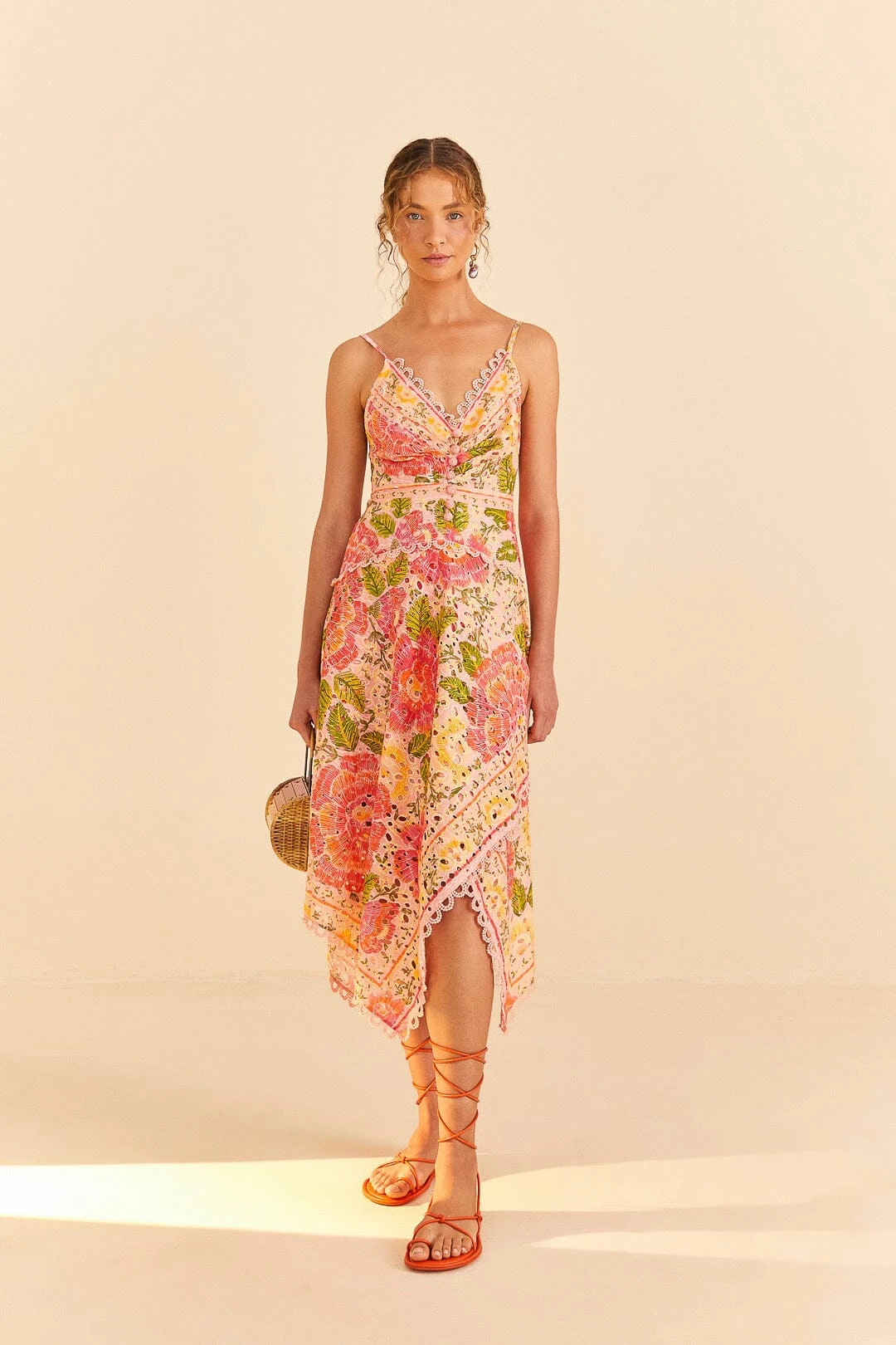 Farm Rio Pink Blooming Floral Midi Dress 1 Farm Rio Pink Blooming Floral Midi Dress