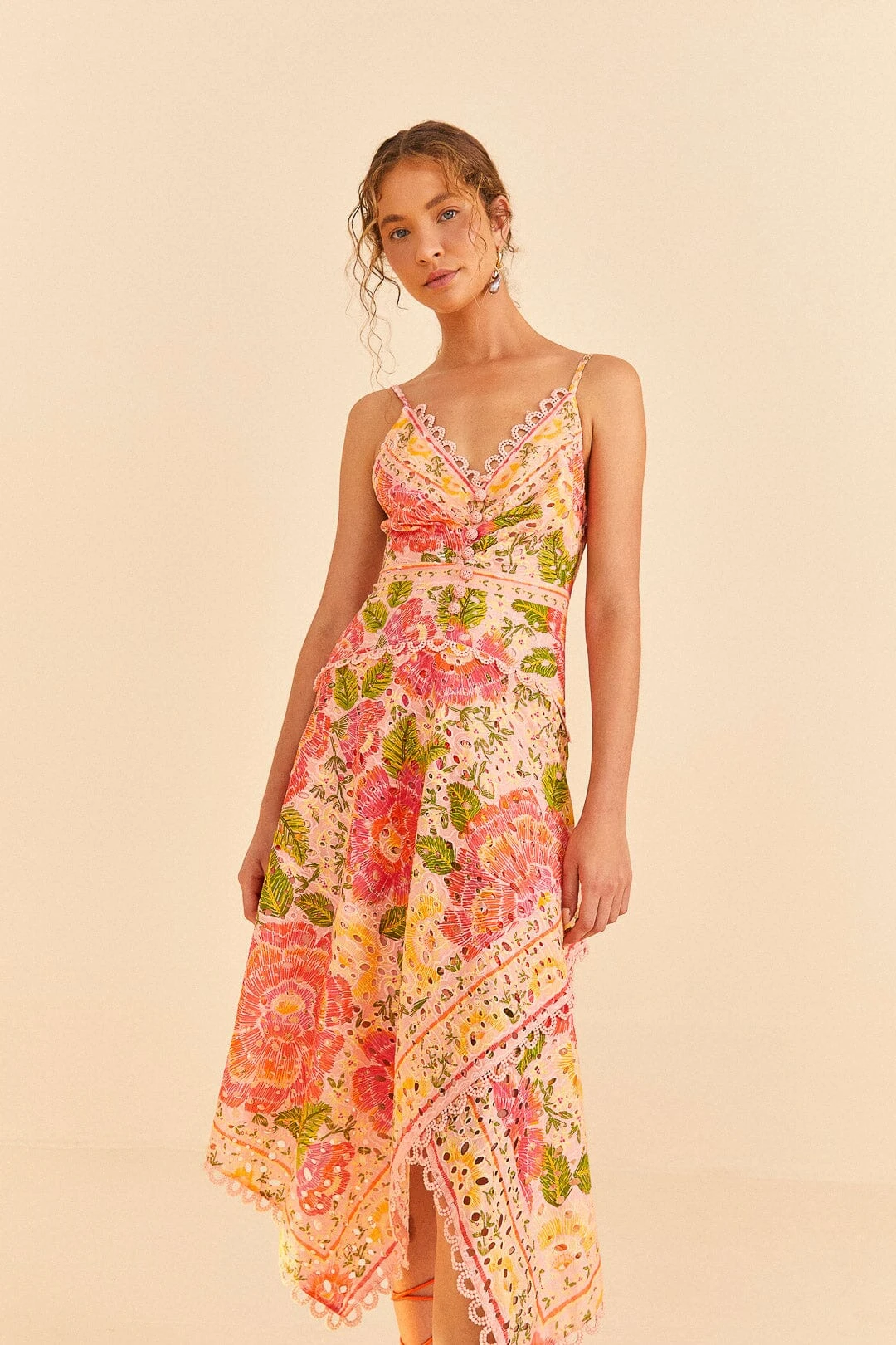 Farm Rio Pink Blooming Floral Midi Dress 2 Farm Rio Pink Blooming Floral Midi Dress - Image 2