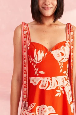 Farm Rio Red Lace Monsteras Midi Dress -Farm Rio Shop 309287 03