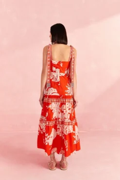 Farm Rio Red Lace Monsteras Midi Dress -Farm Rio Shop 309287 04