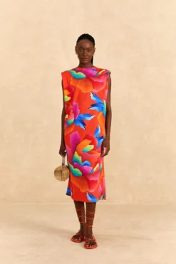 Farm Rio Red Ombre Chita T-Shirt Dress